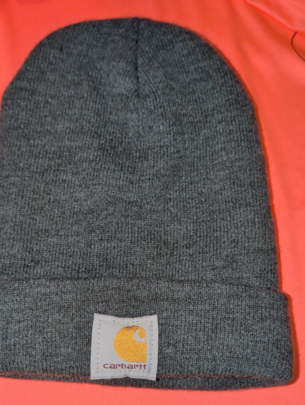 Carhartt® A18 Ribbed Knit Beanie, Unisex Poodle Beanie, Charcoal Heather - Picture 3 of 4